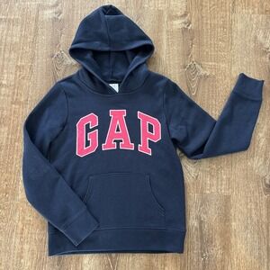 Gap Kids Hooded Sweatshirt Navy With Pink Letters XXL 14/16 Runs Small 12/14